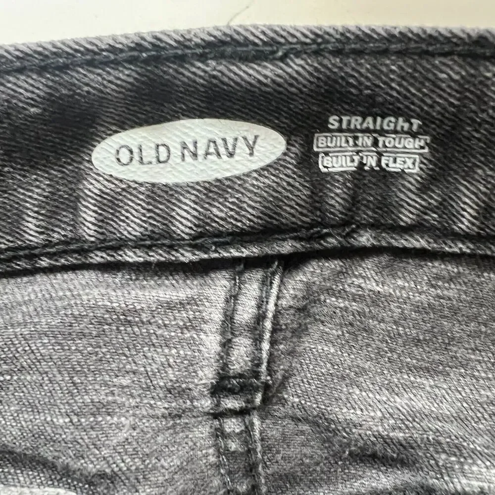 Old Navy Mens 30x30 Built-In Tough Black Denim Jeans Straight Streetwear Western